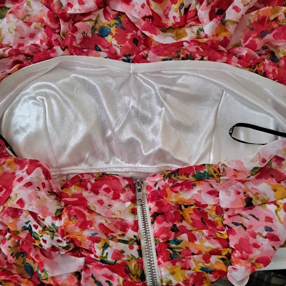 Forever 21 Floral Ruched Chiffon Mini Dress - Picture 6 of 8